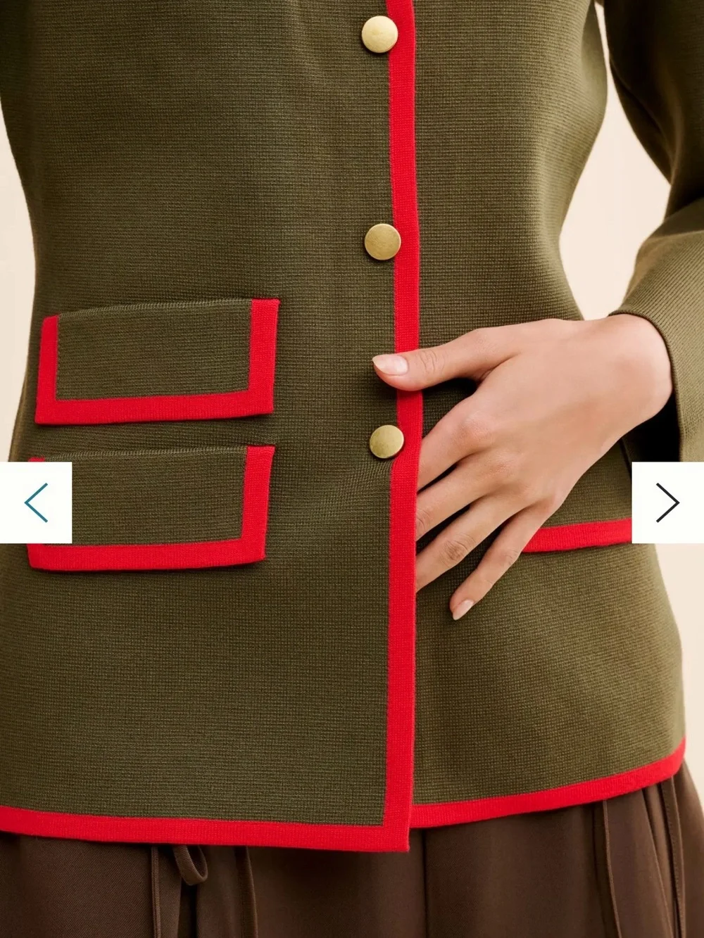 ⚡️Anthropology Dolan Military Sweater Blazer - Olive Green with Red Trim